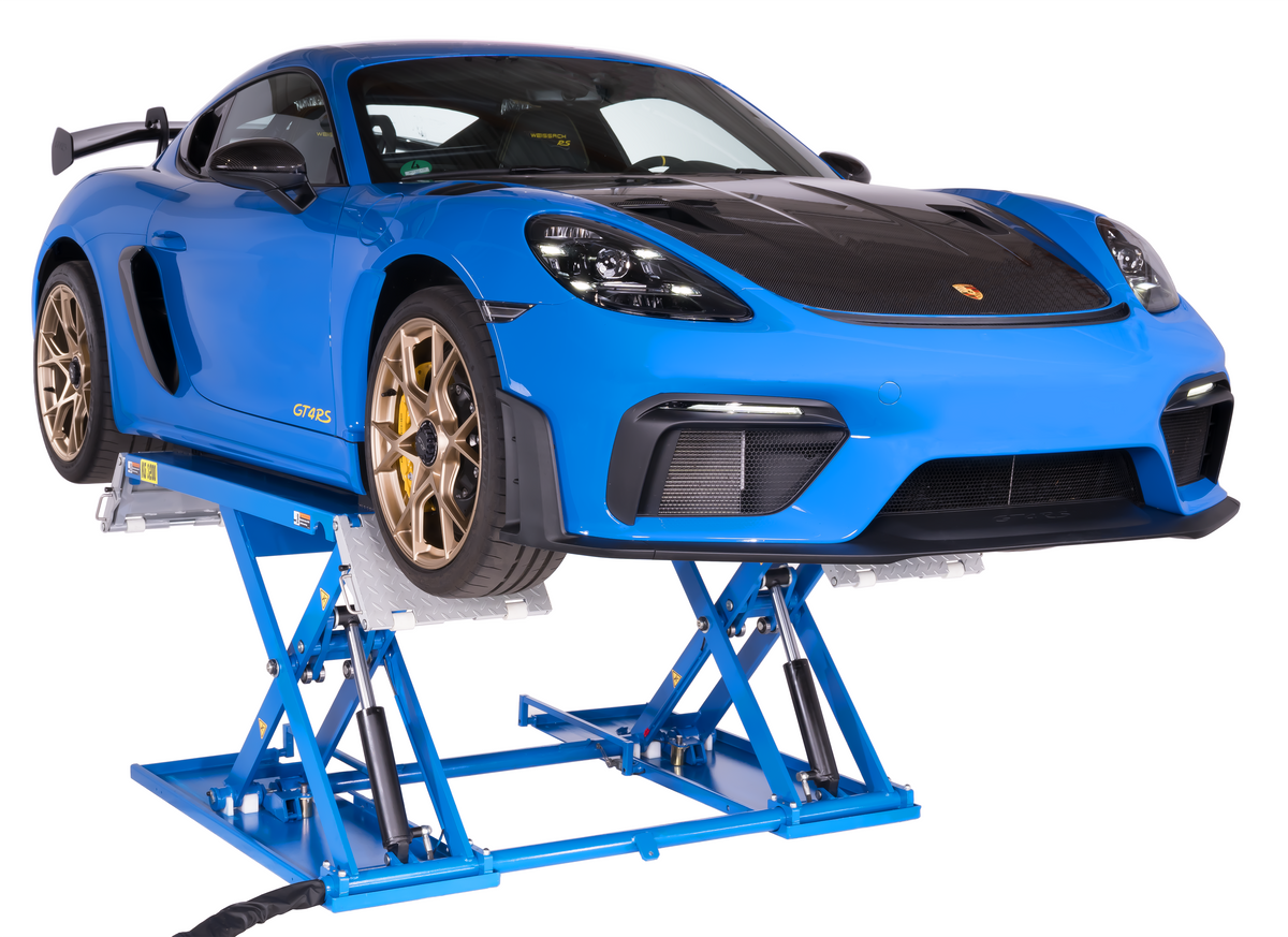 3,2t Scherenhebebühne inkl. Rangierkit 230V automatische elektrische Entriegelung