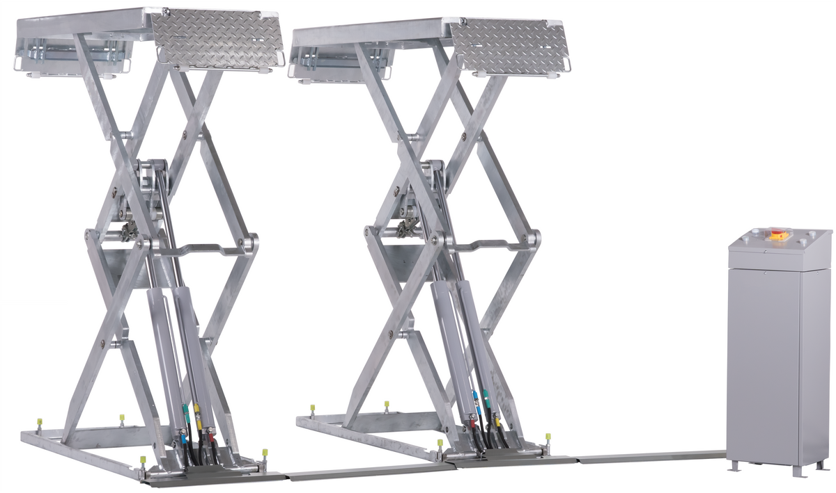 3,5t Doppel-Scherenhebebühne Vollverzinkt 400V elektrohydraulisch