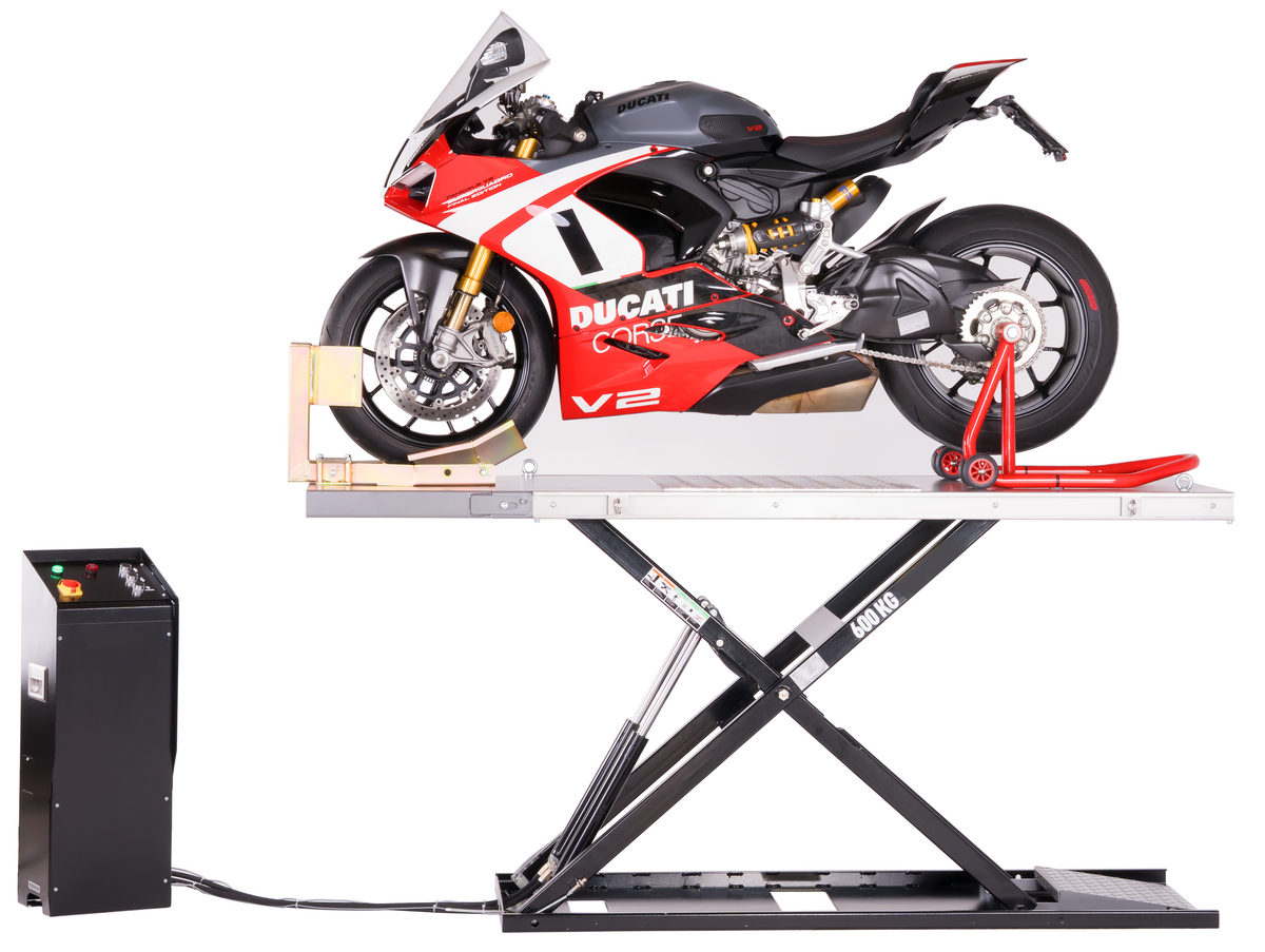 AlphaLift ProTitan600 75mm flach Elektroantrieb 600kg Scherenbühne Motorradhebebühne